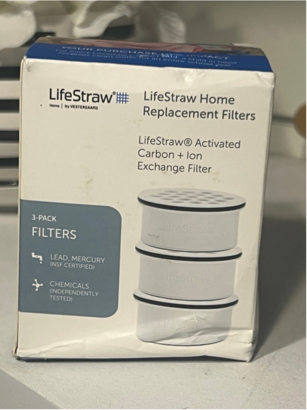 3-Pack LifeStraw Home Replacement Filters Activated Carbon + Ion Exchange Filter